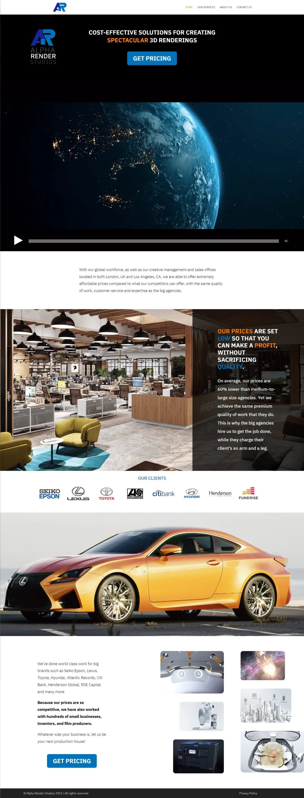 sample website Alpha Render Studios