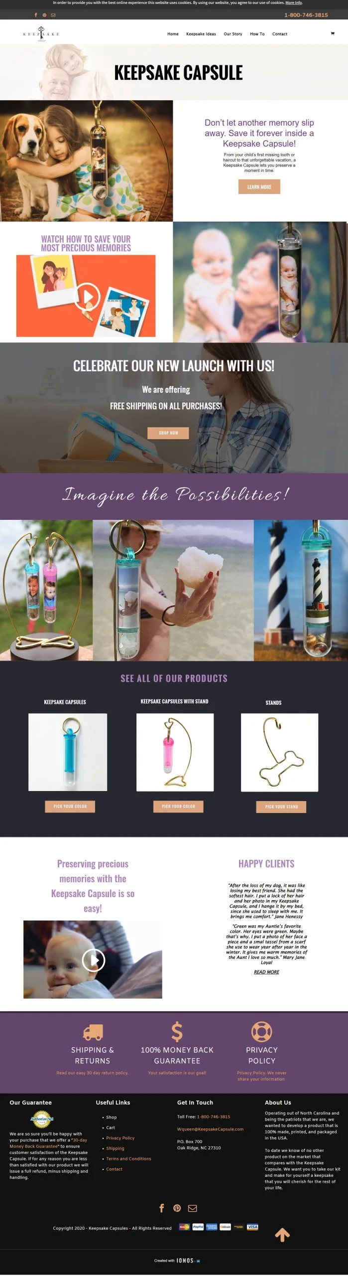 sample website Keepsake Capsule